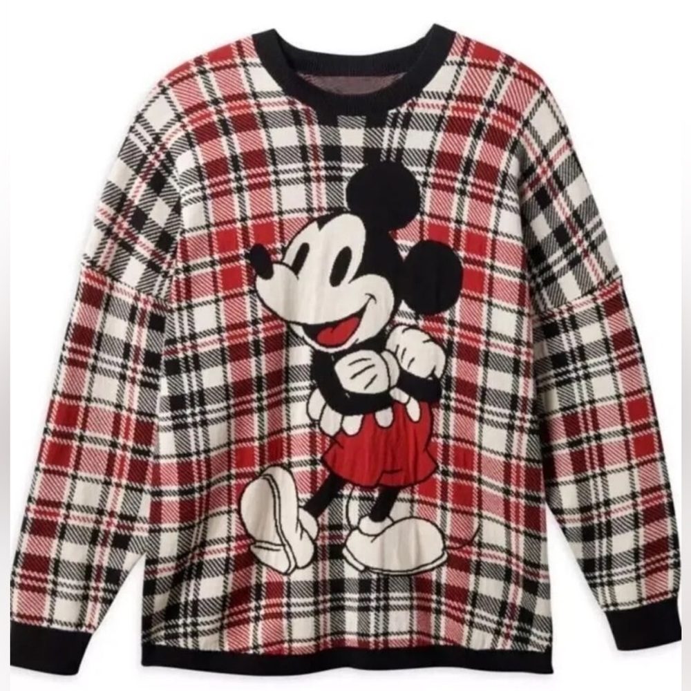 Mickey Mouse Disney World Plaid Spirit Jersey Sweater Christmas‎ Medium